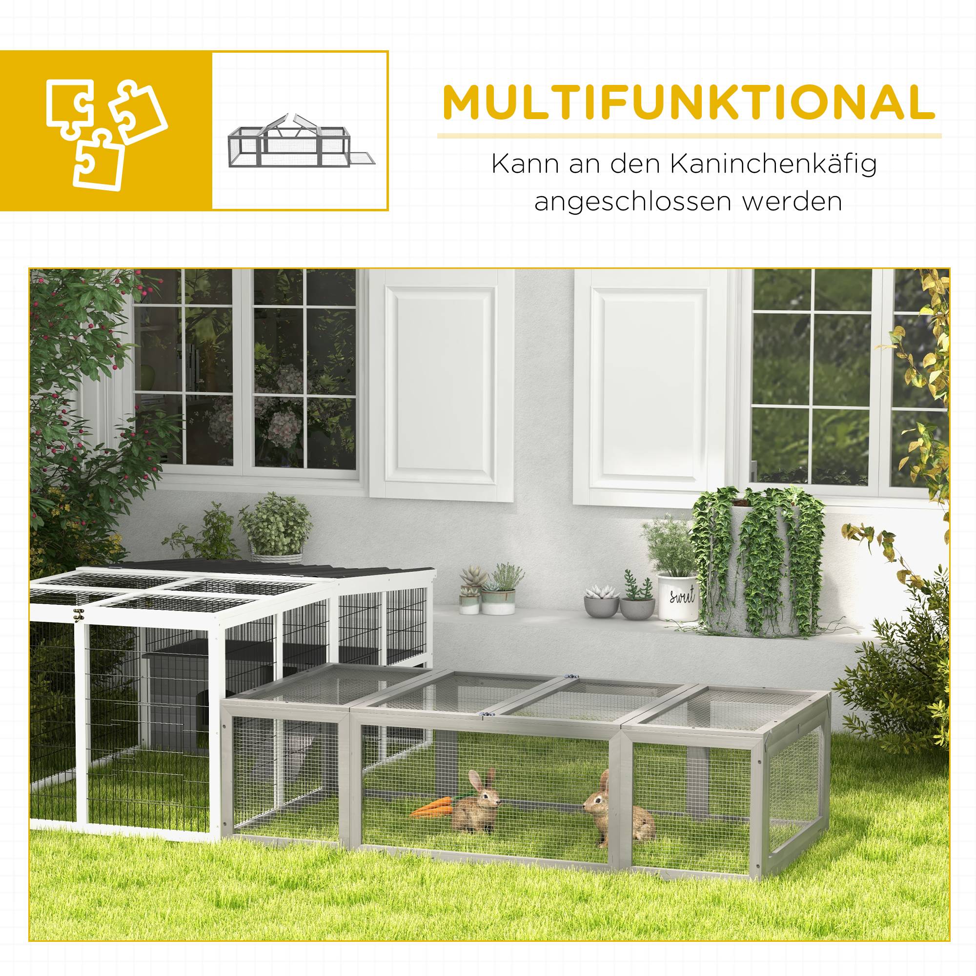 Enclos Lapin Extérieur Bois Sapin Toit Ouvrant Sécurisé 180x90cm Gris - ComfortXL Pet Living - Image 6