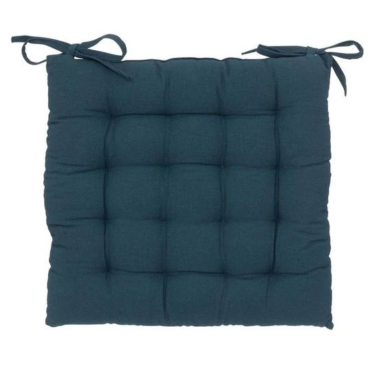 Assise de chaise matelassée coton 38 x 38 cm bleu - Image 1