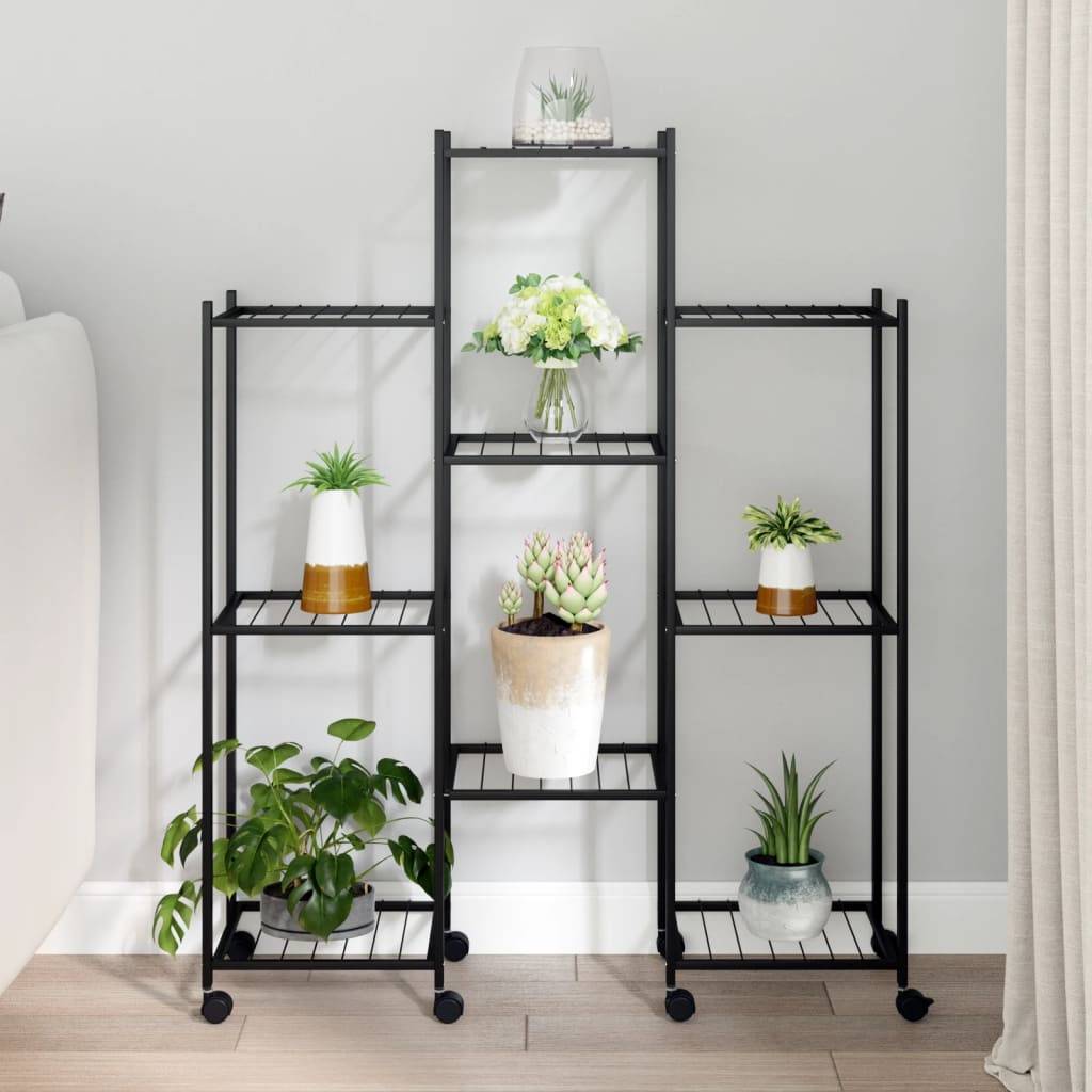 Jardinière sur roues fer noir 83 x 25 x 103.5 cm - PANGIVO - Image 1