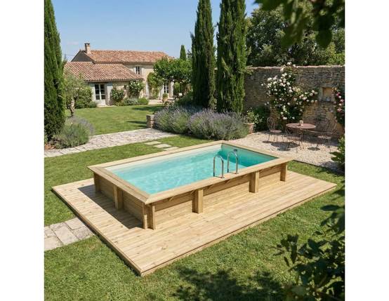 Altanka - Piscine hors sol en bois AQUA 4.65 x 2.85 - H.1.24 m, sable, fixations à sceller - BAS7306OSPI3 - ALTANKA - Image 3