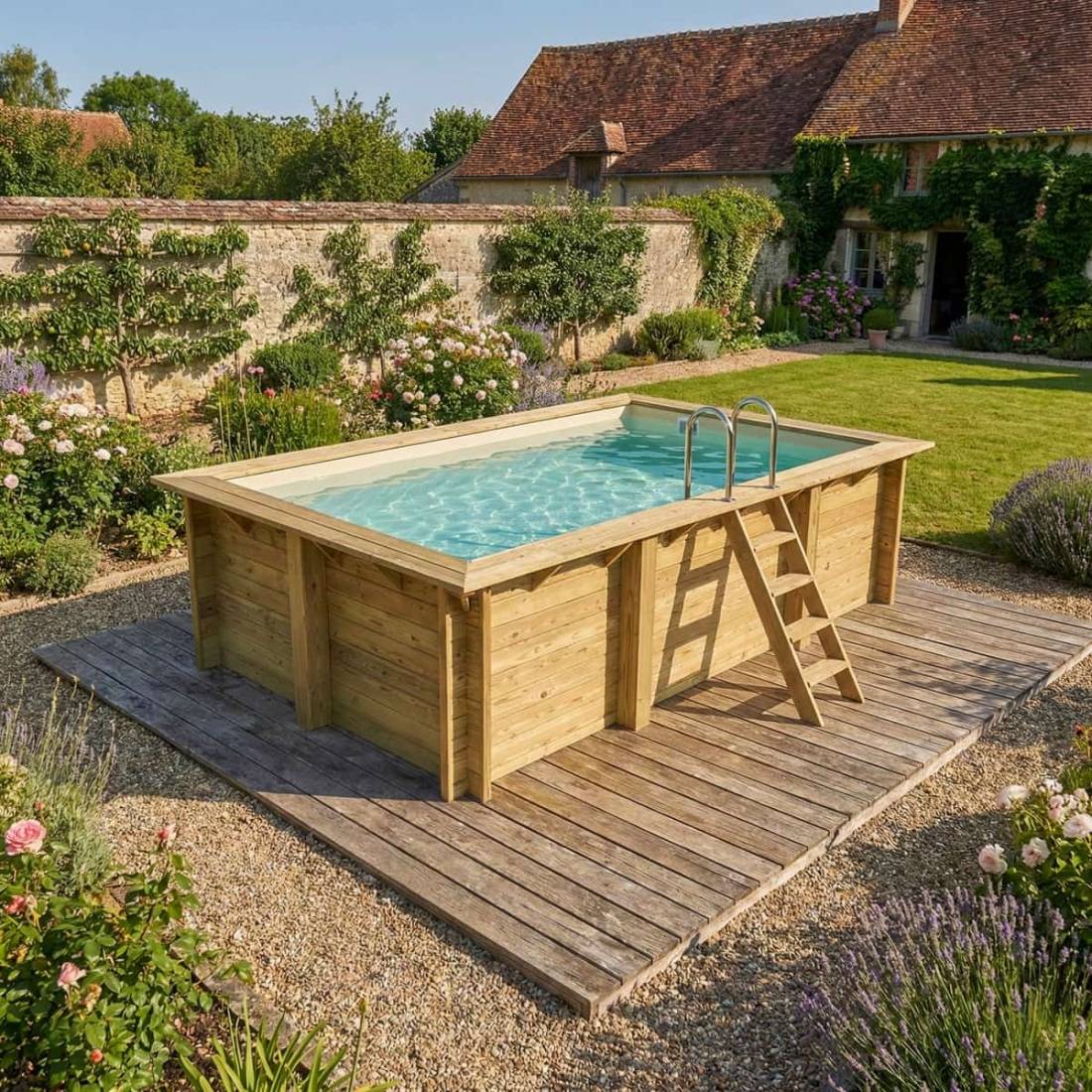 Altanka - Piscine hors sol en bois AQUA 4.65 x 2.85 - H.1.24 m, sable, fixations à sceller - BAS7306OSPI3 - ALTANKA - Image 2