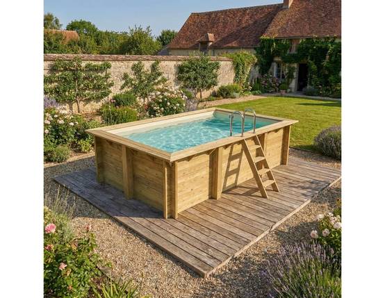 Altanka - Piscine hors sol en bois AQUA 4.65 x 2.85 - H.1.24 m, sable, fixations à sceller - BAS7306OSPI3 - ALTANKA - Image 2