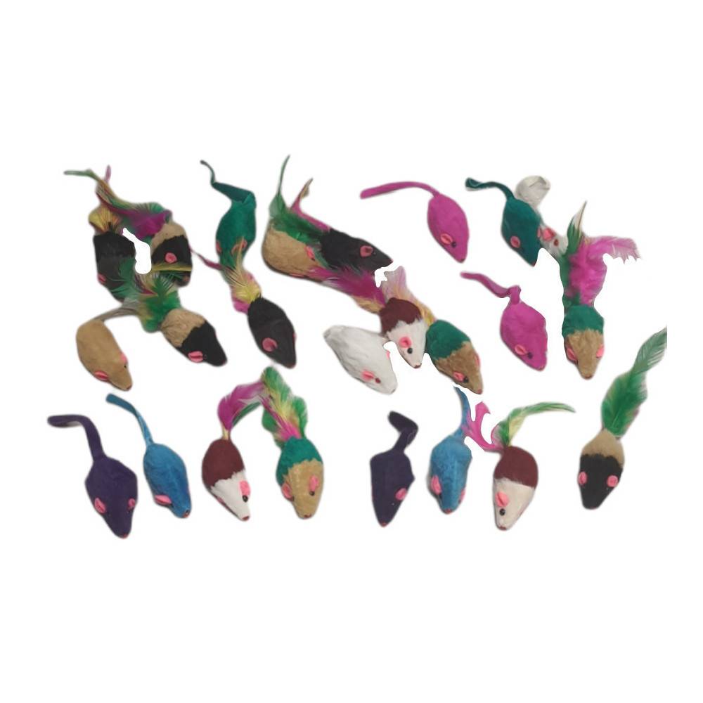 animallparadise - 24  souris en fourrure. jouet pour chat. multi couleur . - Image 2