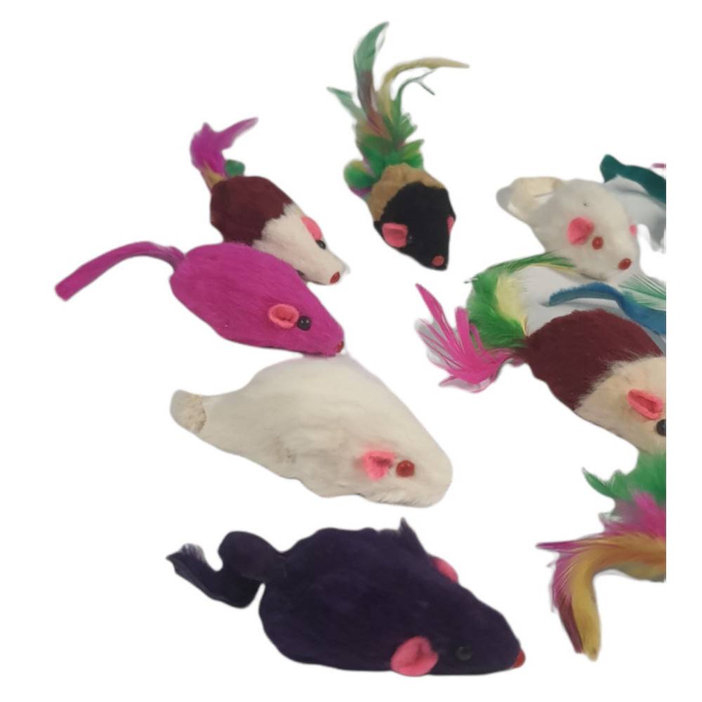 animallparadise - 24  souris en fourrure. jouet pour chat. multi couleur . - Image 7
