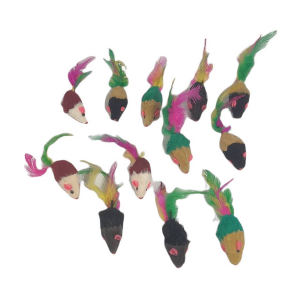 animallparadise - 24  souris en fourrure. jouet pour chat. multi couleur . - Image 6