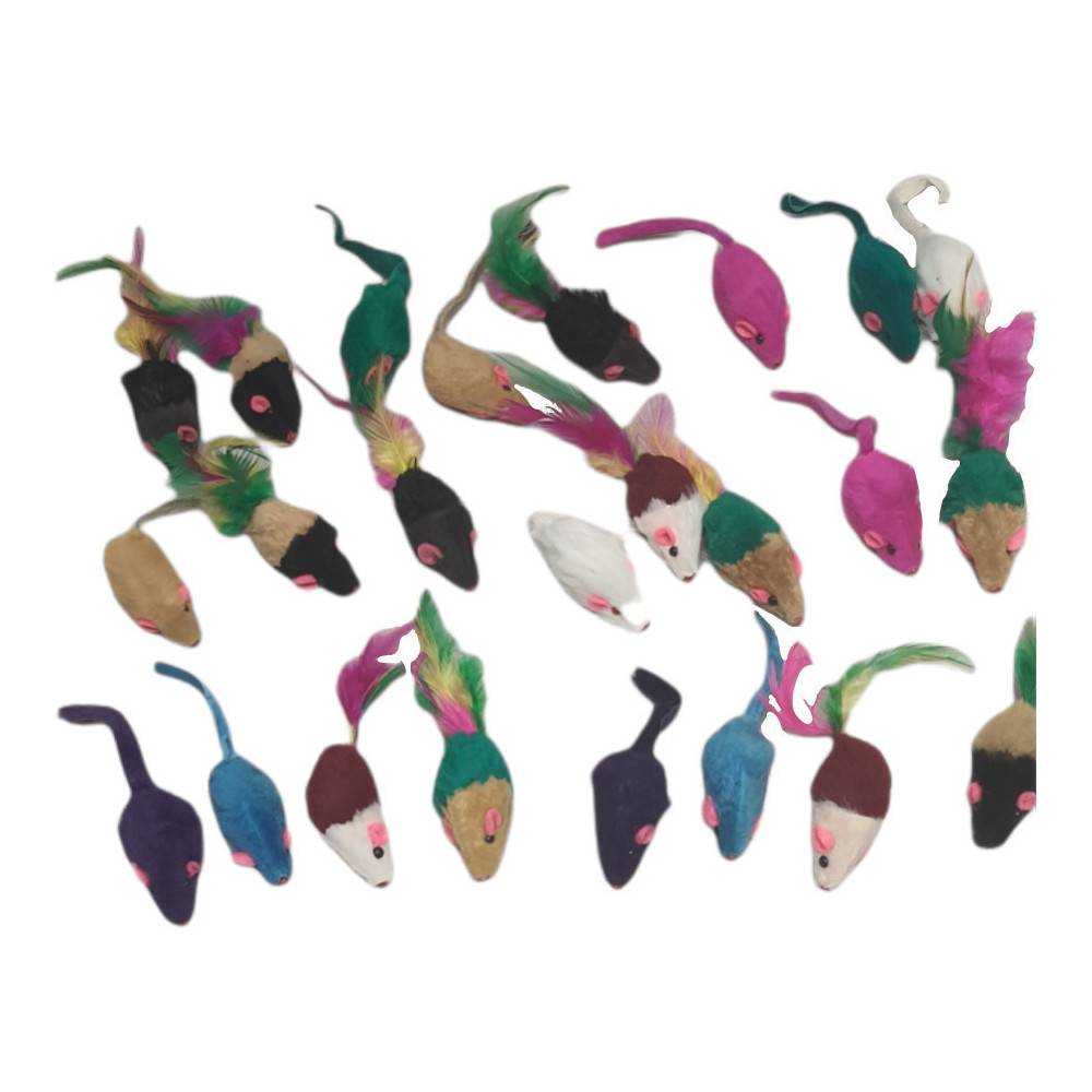 animallparadise - 24  souris en fourrure. jouet pour chat. multi couleur . - Image 1