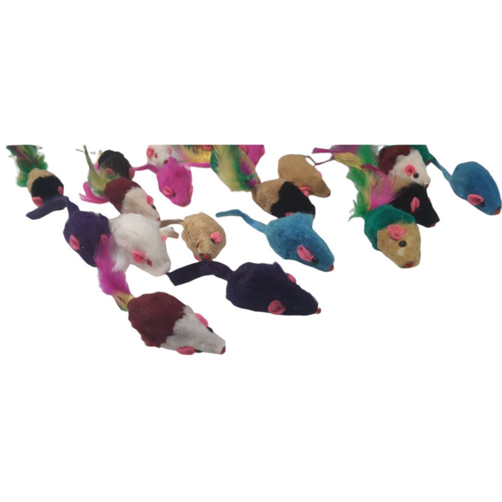 animallparadise - 24  souris en fourrure. jouet pour chat. multi couleur . - Image 3