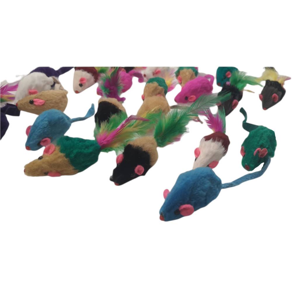 animallparadise - 24  souris en fourrure. jouet pour chat. multi couleur . - Image 4