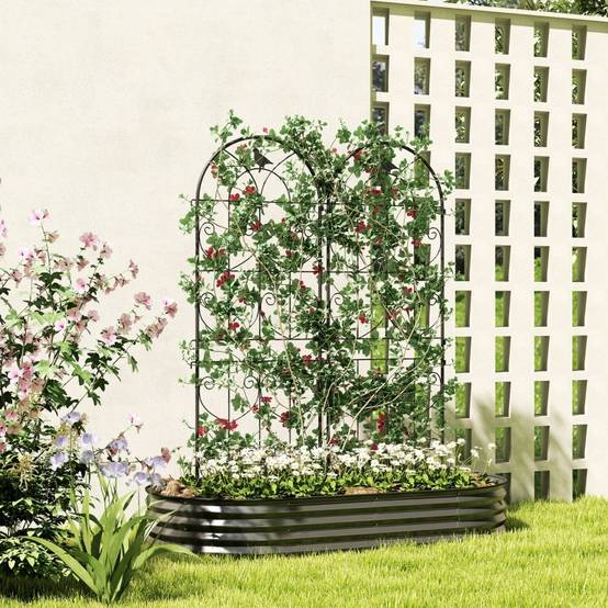 Treillis pour plantes grimpantes métal noir 50 x 1.3 x 150 cm - PANGIVO - Image 2