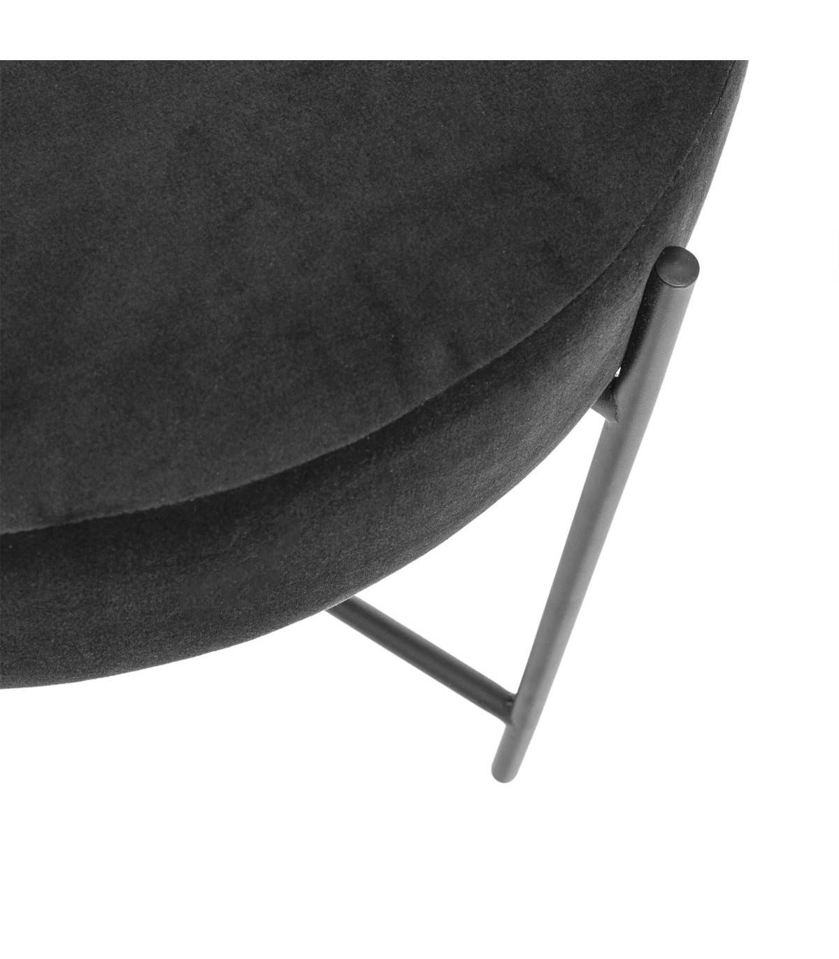 Tabouret en Velours Gris et Pieds en Métal - Image 2