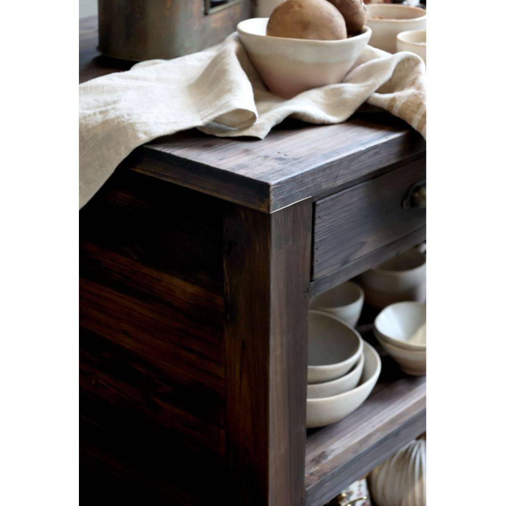 Chemin De Campagne - Ilôt de cuisine desserte en bois marron et fer noir 150 x 70 x 90 cm Chemin de campagne - Image 7