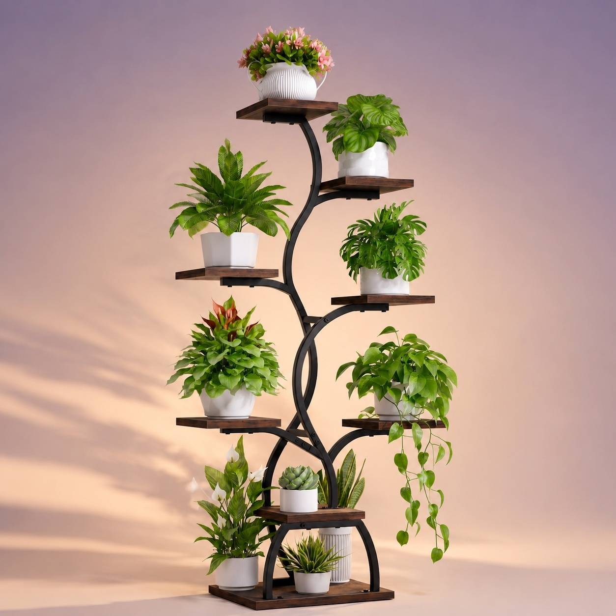 Étagère à Plantes avec Lampe de Culture 8 Niveaux Stable Design Moderne Espace Économique - Image 7