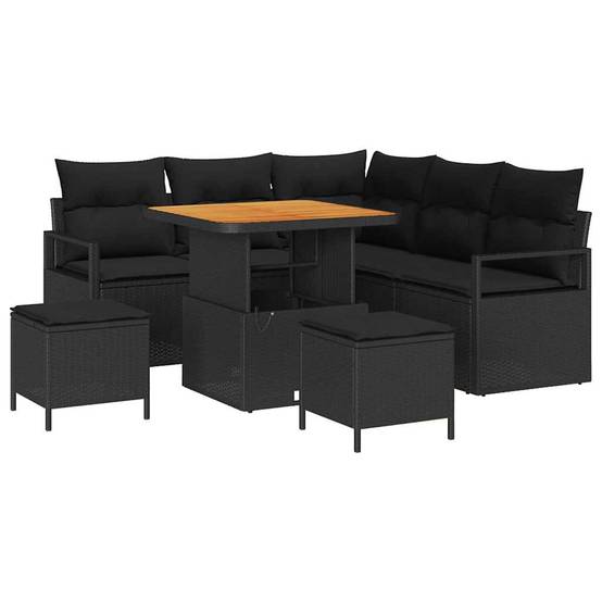 Salon de Jardin Modulable 8 pcs en Résine Tressée Noire pour Repas en Plein Air – ComfortXL Outdoor Living - Image 2