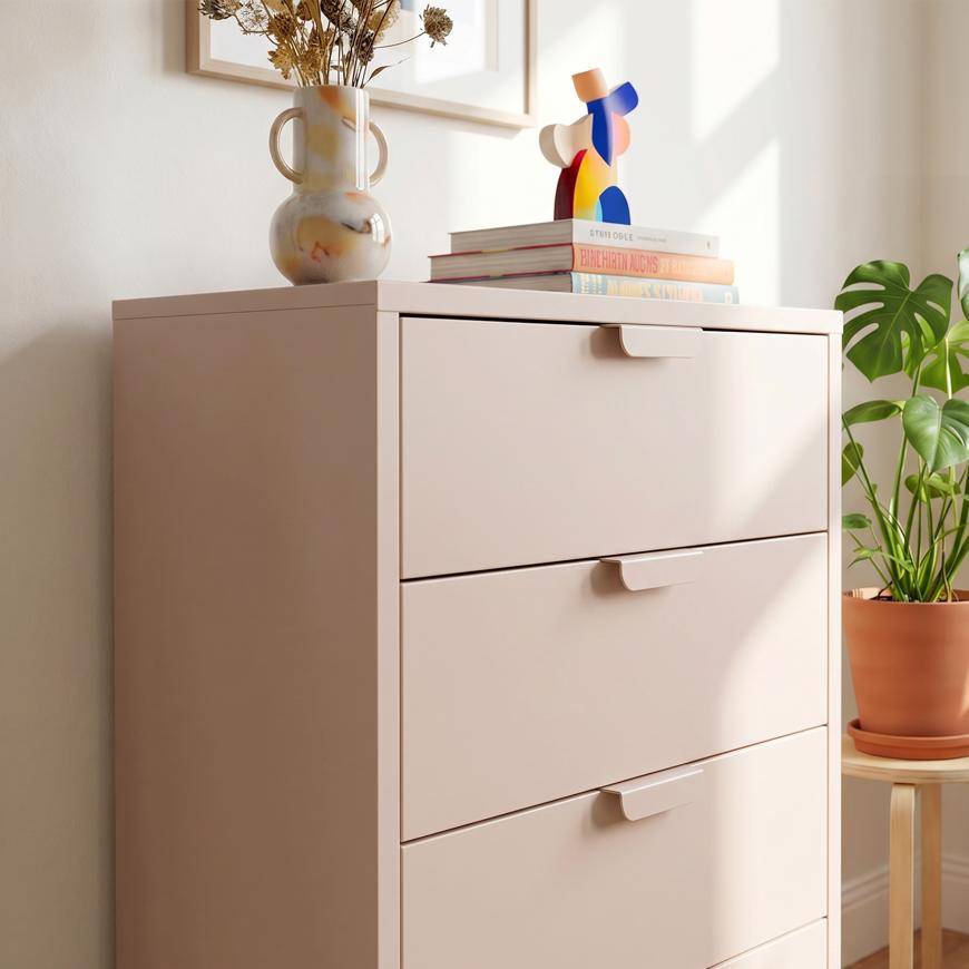 Sicaan Commode industrielle en métal L.60cm 4 tiroirs beige - THEA - Image 4
