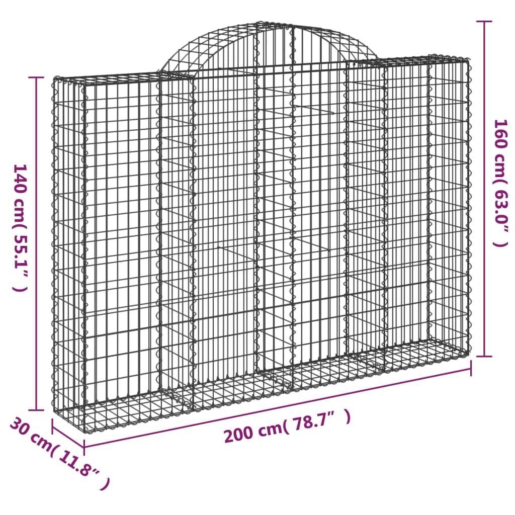 Gabion Arqué Fer Galvanisé Jardin 200x30x140/160cm 4pcs - ComfortXL Outdoor Living - Image 6