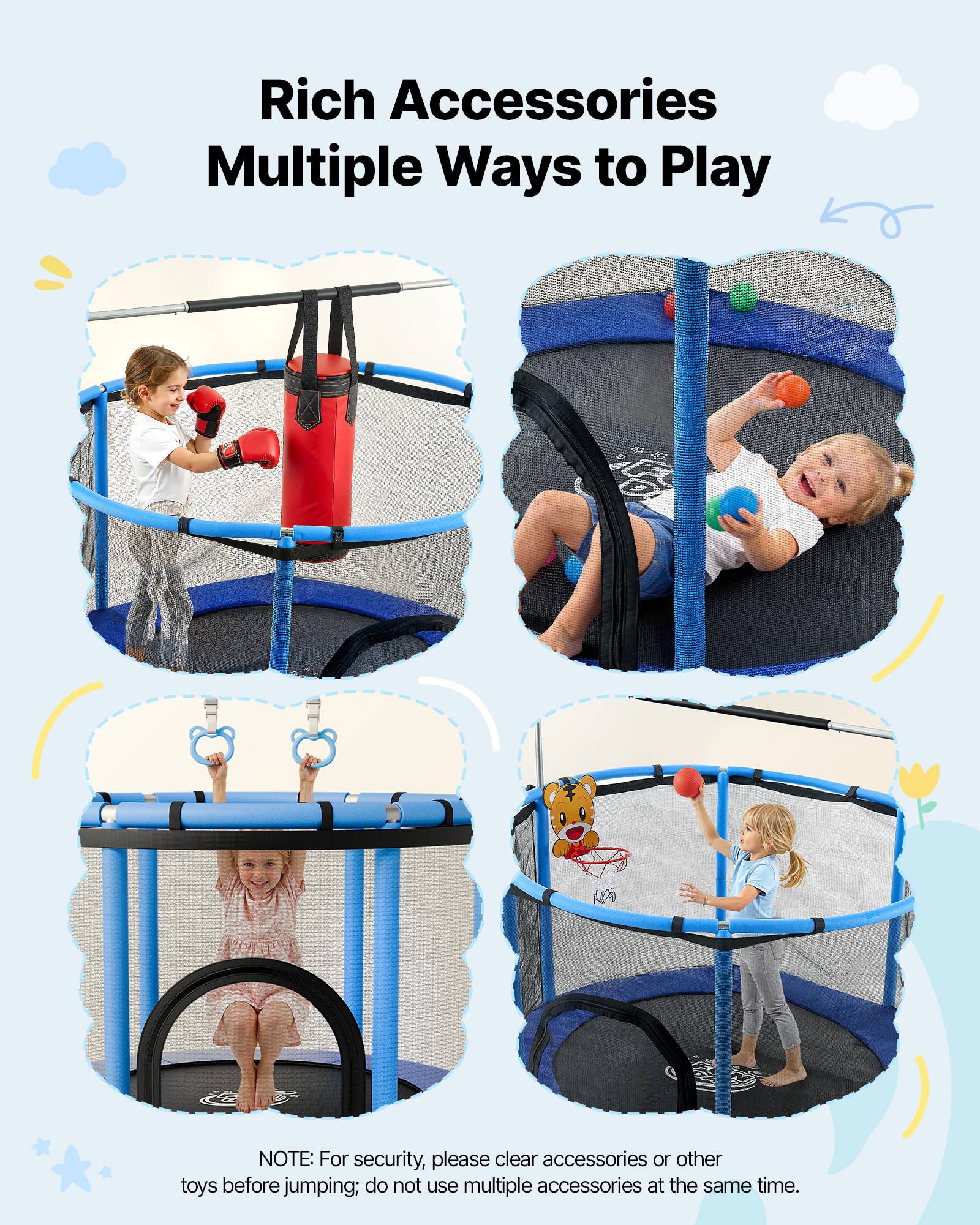 Vevor - VEVOR Trampoline enfant 142 cm - cadre galvanisé, filet sécurisé, capacité 60 kg, accessoires inclus. - Image 5