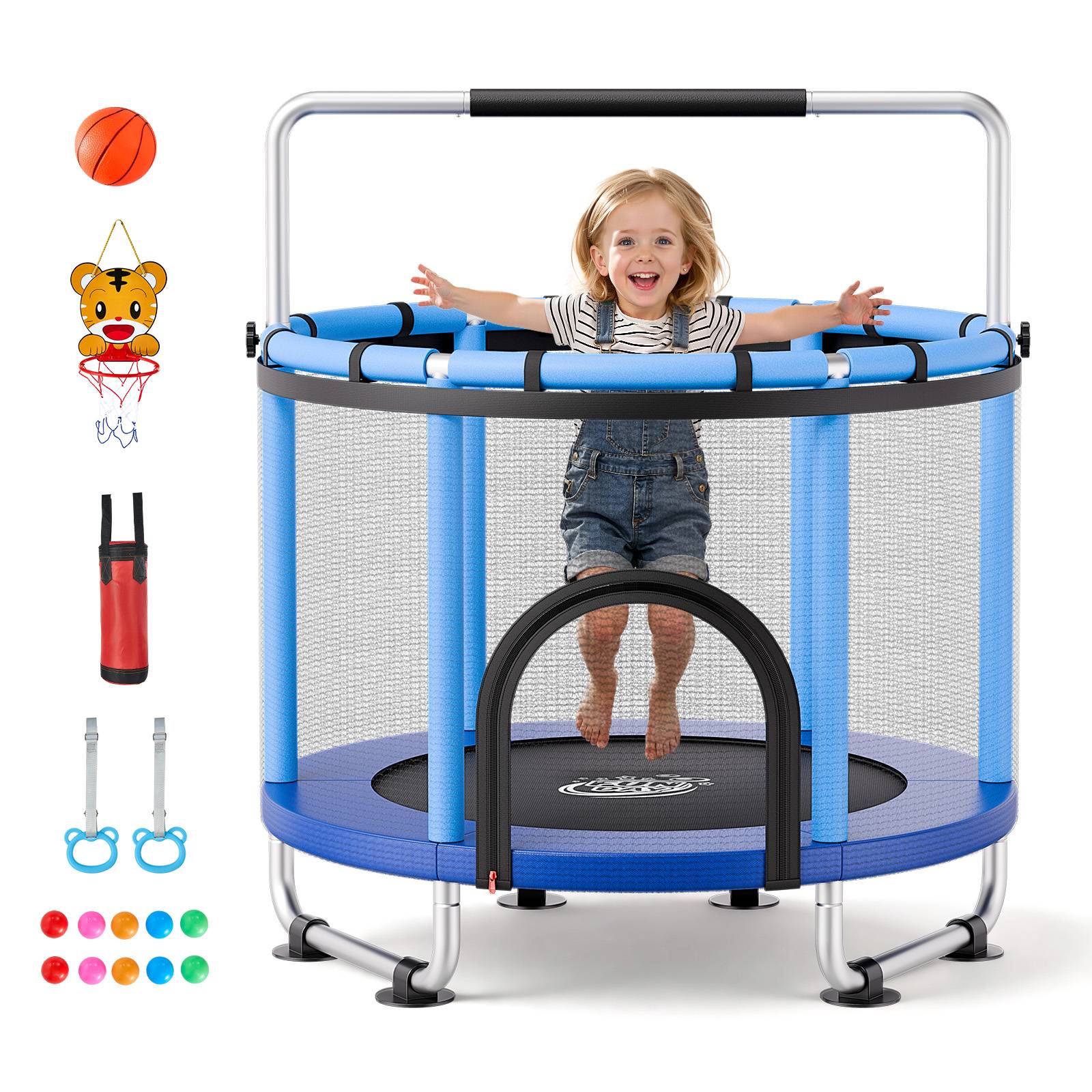 Vevor - VEVOR Trampoline enfant 142 cm - cadre galvanisé, filet sécurisé, capacité 60 kg, accessoires inclus.