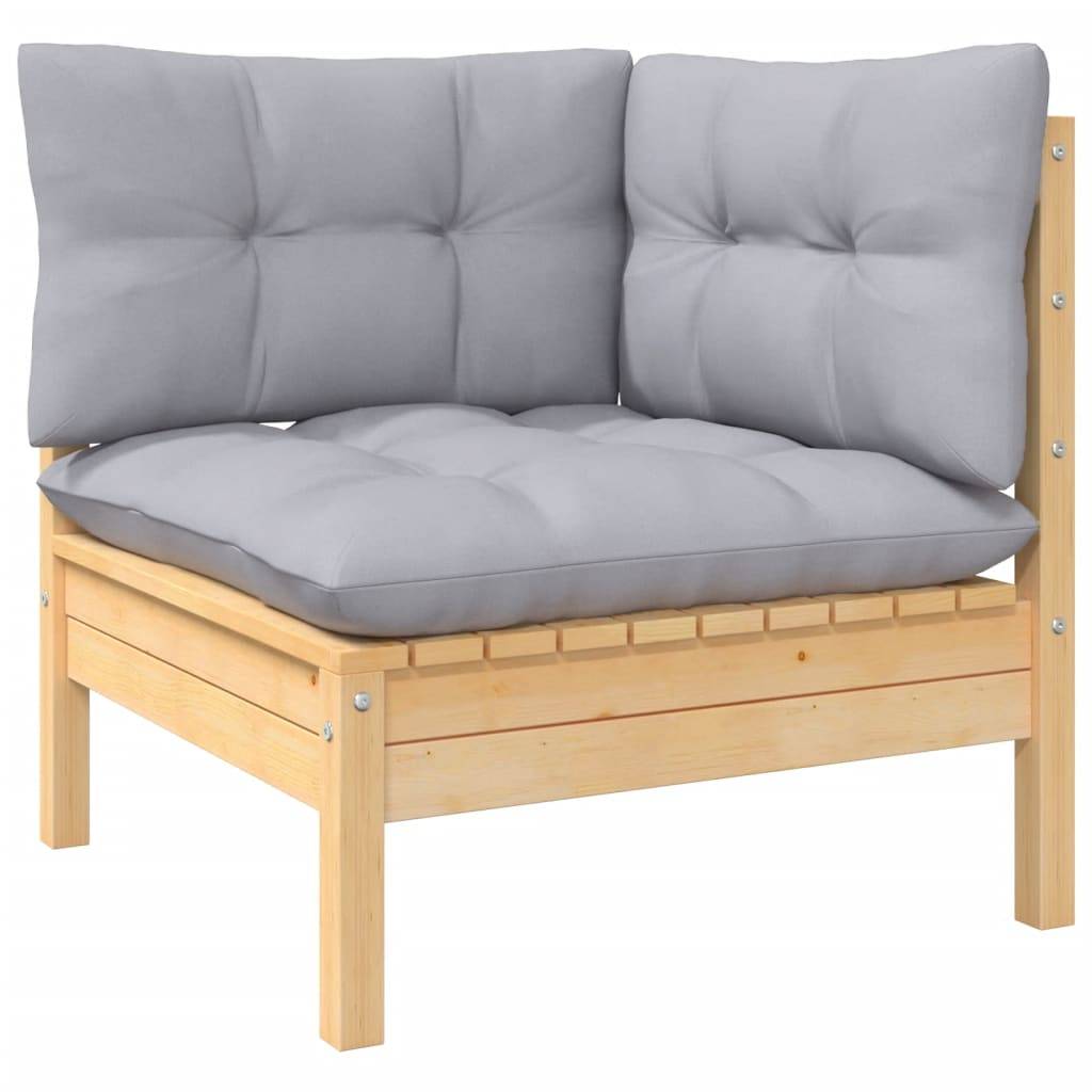 Prolenta Premium - Salon complet 8 places bois de pin et tissu (100 % polyester) gris 63,5 x 63,5 x 62,5 cm - Prolent - Image 4