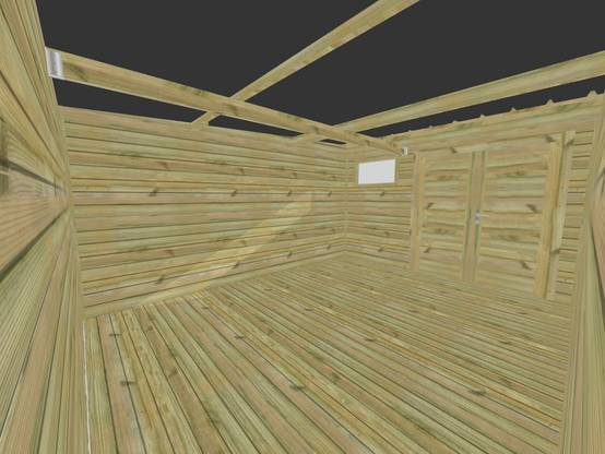ABRI DE JARDIN bois autoclave 27mm - 5,44x4,34m / 24m2 - Bac acier - Plancher bois - Image 5
