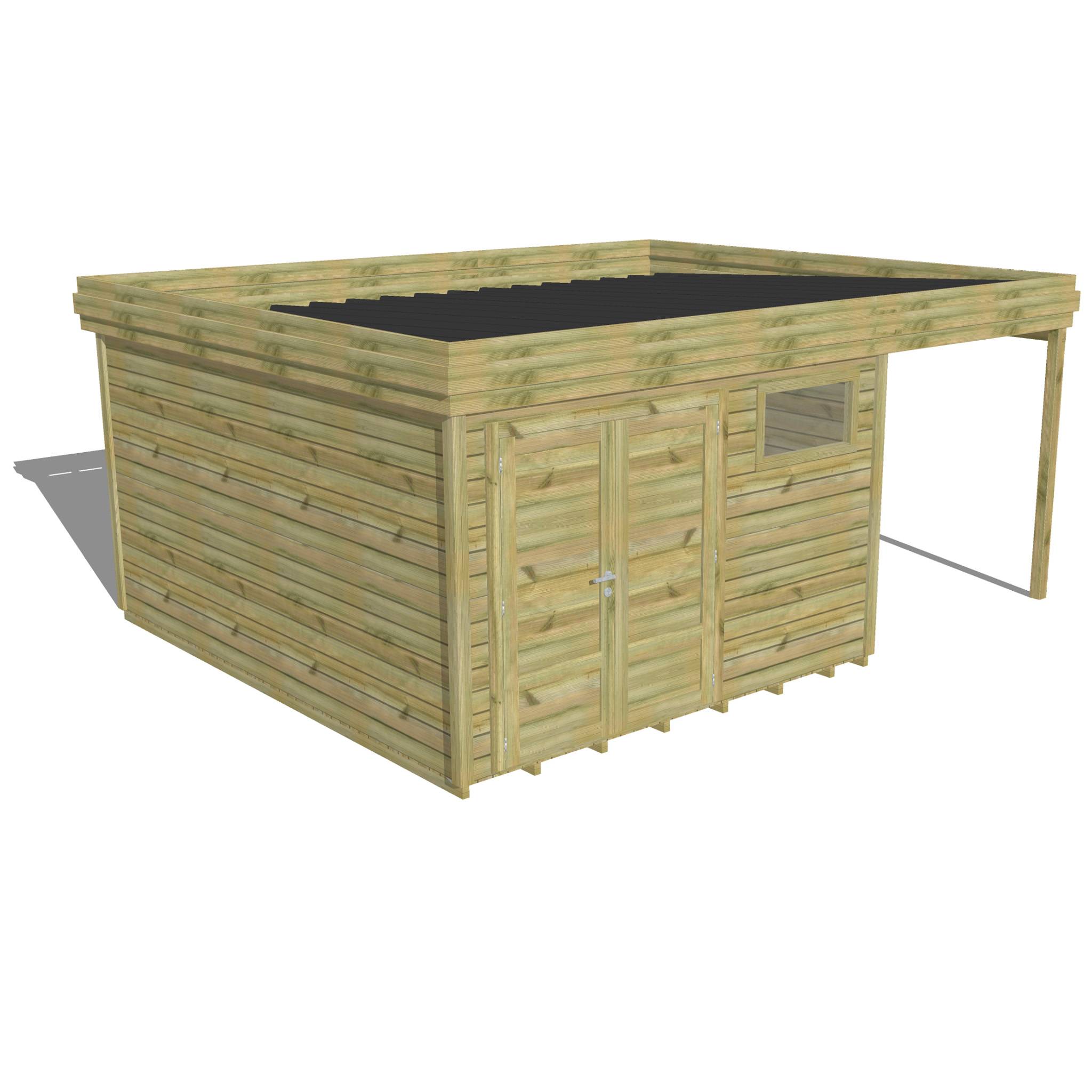ABRI DE JARDIN bois  autoclave 27mm - 5,44x4,34m / 24m2 - Bac acier - Plancher bois - Image 1