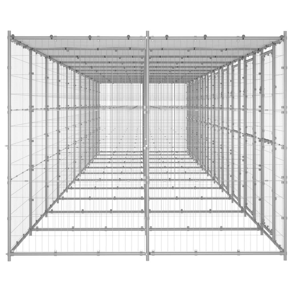 Helloshop26 - Chenil extérieur cage enclos parc animaux chien extérieur acier galvanisé avec toit 26,62 m² - Image 4