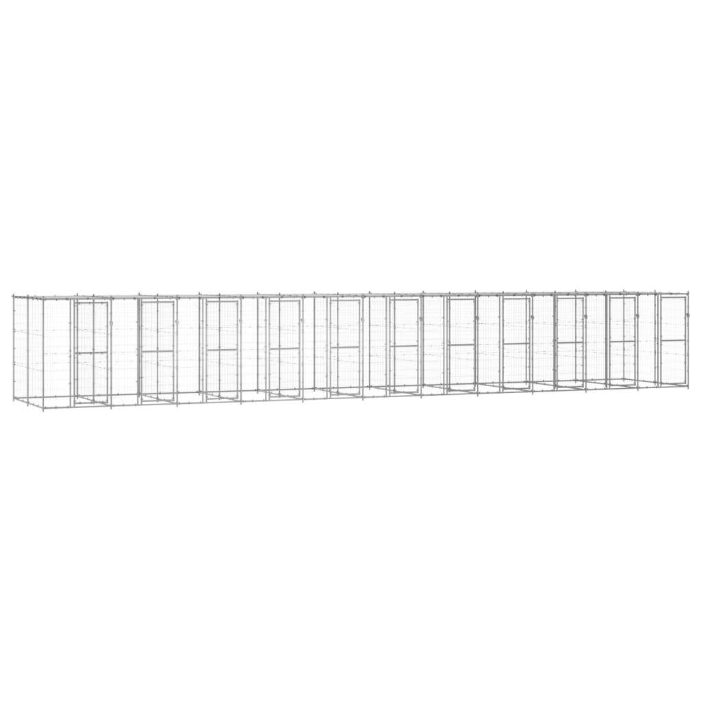 Helloshop26 - Chenil extérieur cage enclos parc animaux chien extérieur acier galvanisé avec toit 26,62 m² - Image 1