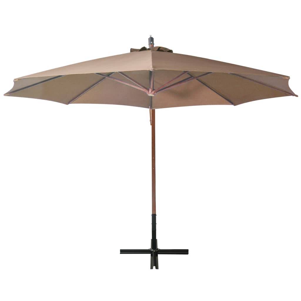 Helloshop26 - Parasol suspendu avec mât taupe 3,5 x 2,9 m bois de sapin massif - Image 3