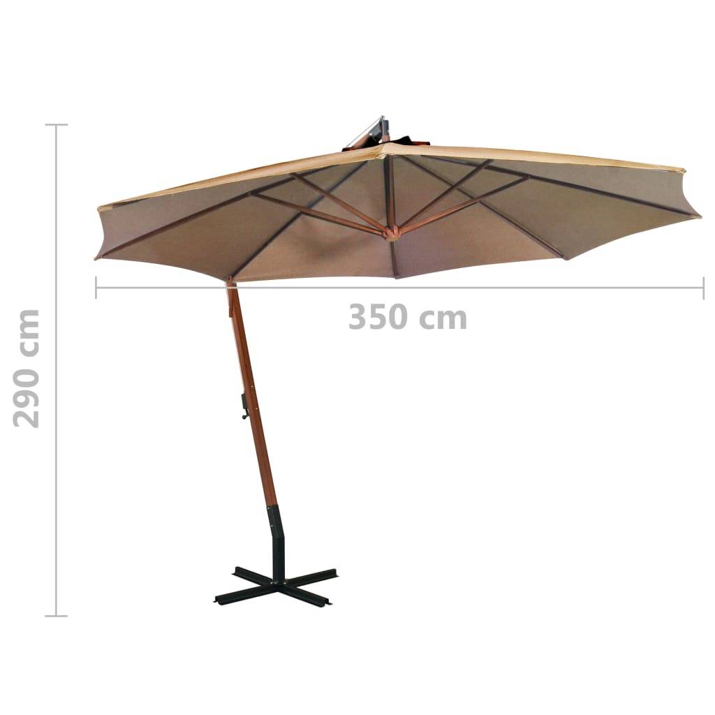 Helloshop26 - Parasol suspendu avec mât taupe 3,5 x 2,9 m bois de sapin massif - Image 8