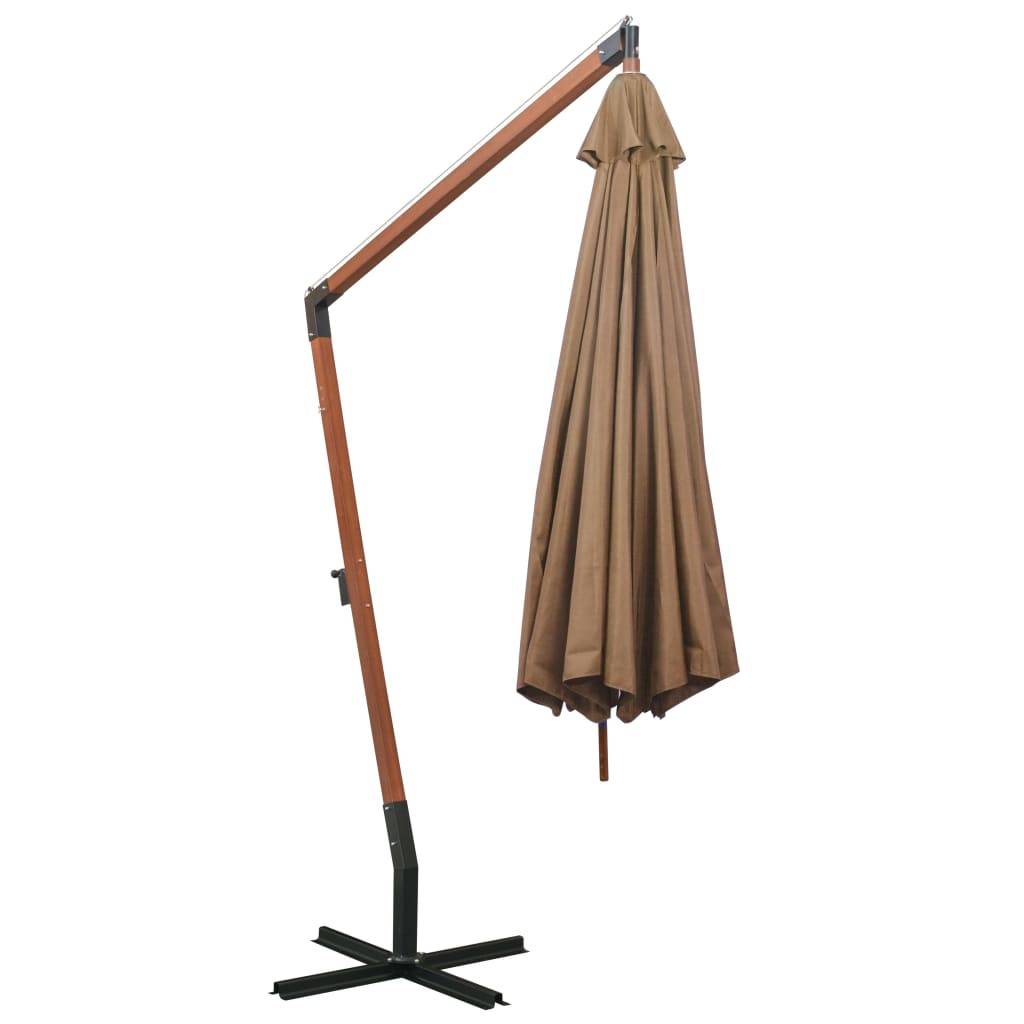 Helloshop26 - Parasol suspendu avec mât taupe 3,5 x 2,9 m bois de sapin massif - Image 4