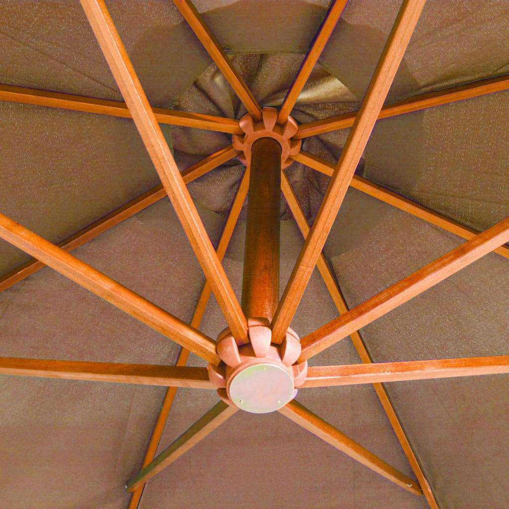 Helloshop26 - Parasol suspendu avec mât taupe 3,5 x 2,9 m bois de sapin massif - Image 5