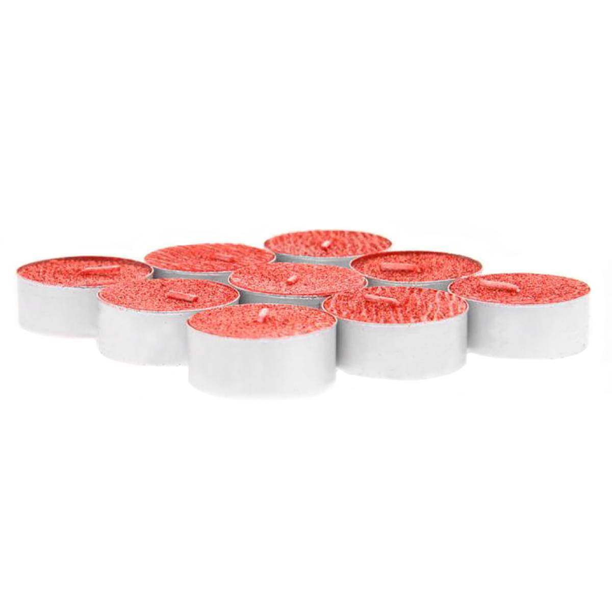 Fééric Lights & Christmas - Lot de 9 bougies chauffe-plats pailletées 12 gr rouge - Feeric Lights & Christmas - Image 1