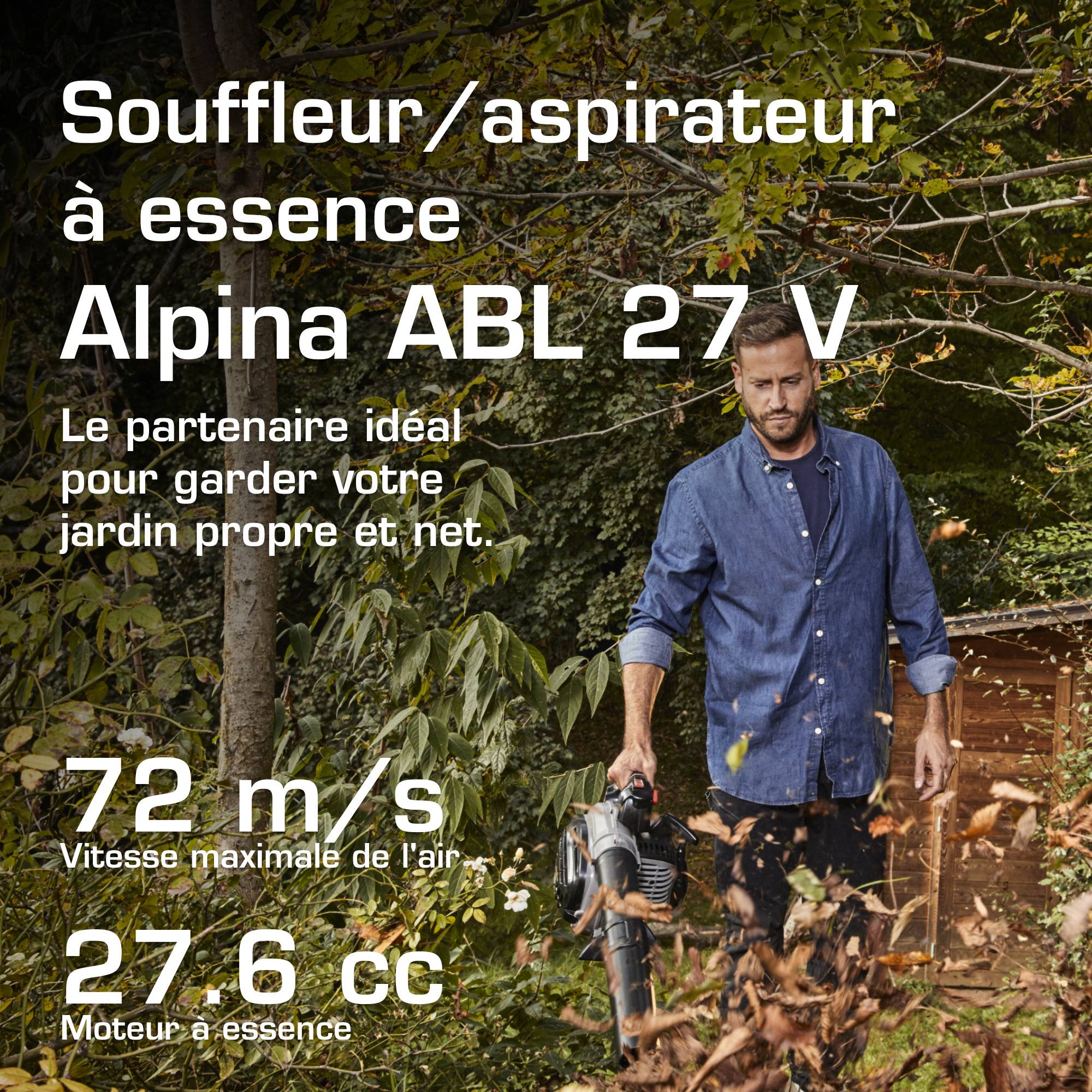 Alpina - Aspirateur-souffleur thermique ABL 27 V, moteur 27,6 cc, 800 W, tube amovible, sac 55 L - Alpina - Image 2