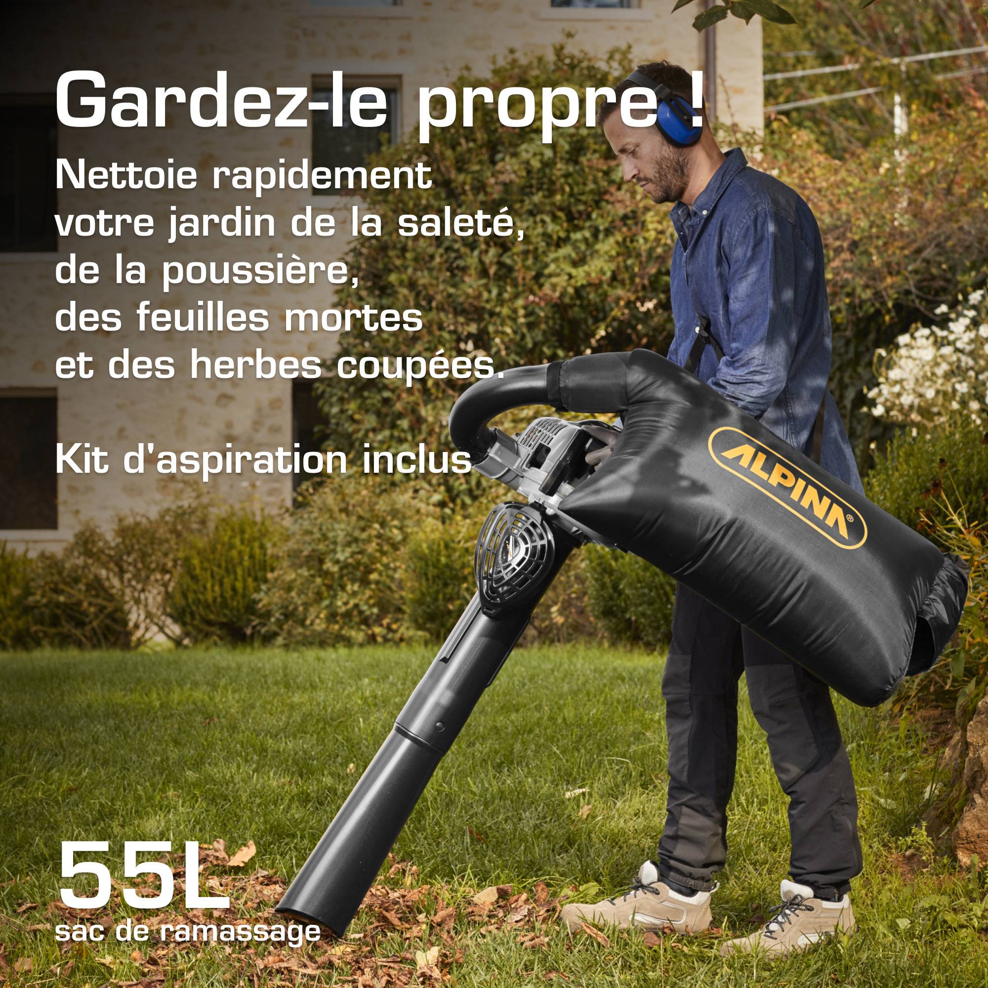 Alpina - Aspirateur-souffleur thermique ABL 27 V, moteur 27,6 cc, 800 W, tube amovible, sac 55 L - Alpina - Image 4