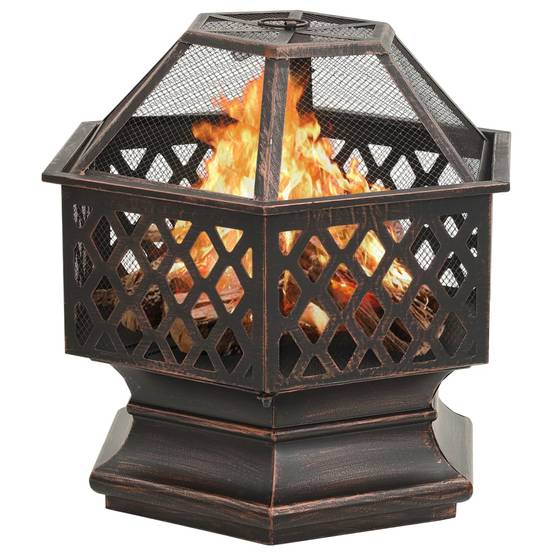 ComfortXL - Brasero Foyer Rustique Acier Brossé pour Jardin Terrasse 62x54x56cm – ComfortXL Outdoor Living - Image 3