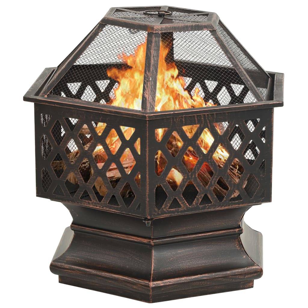 ComfortXL - Brasero Foyer Rustique Acier Brossé pour Jardin Terrasse 62x54x56cm – ComfortXL Outdoor Living - Image 3
