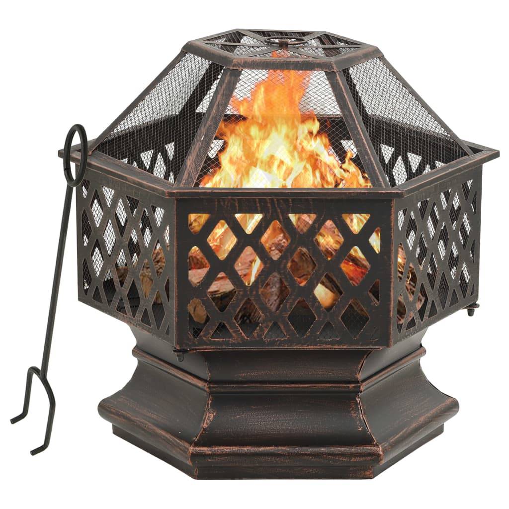 ComfortXL - Brasero Foyer Rustique Acier Brossé pour Jardin Terrasse 62x54x56cm – ComfortXL Outdoor Living - Image 1