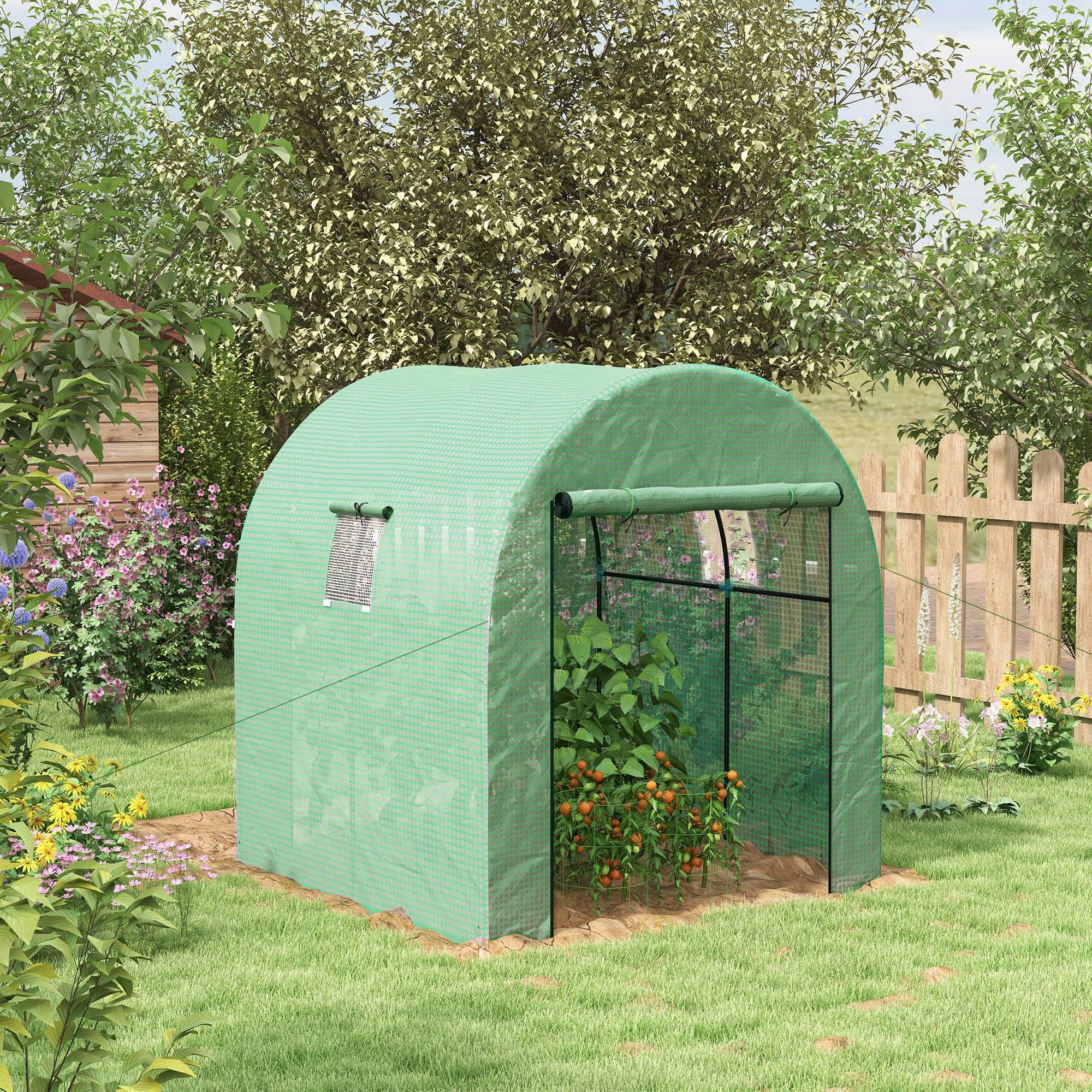 ComfortXL - Serre tunnel de jardin PE vert 180 x 180 x 200 cm potager avec 2 portes zippées - ComfortXL Outdoor Living - Image 1