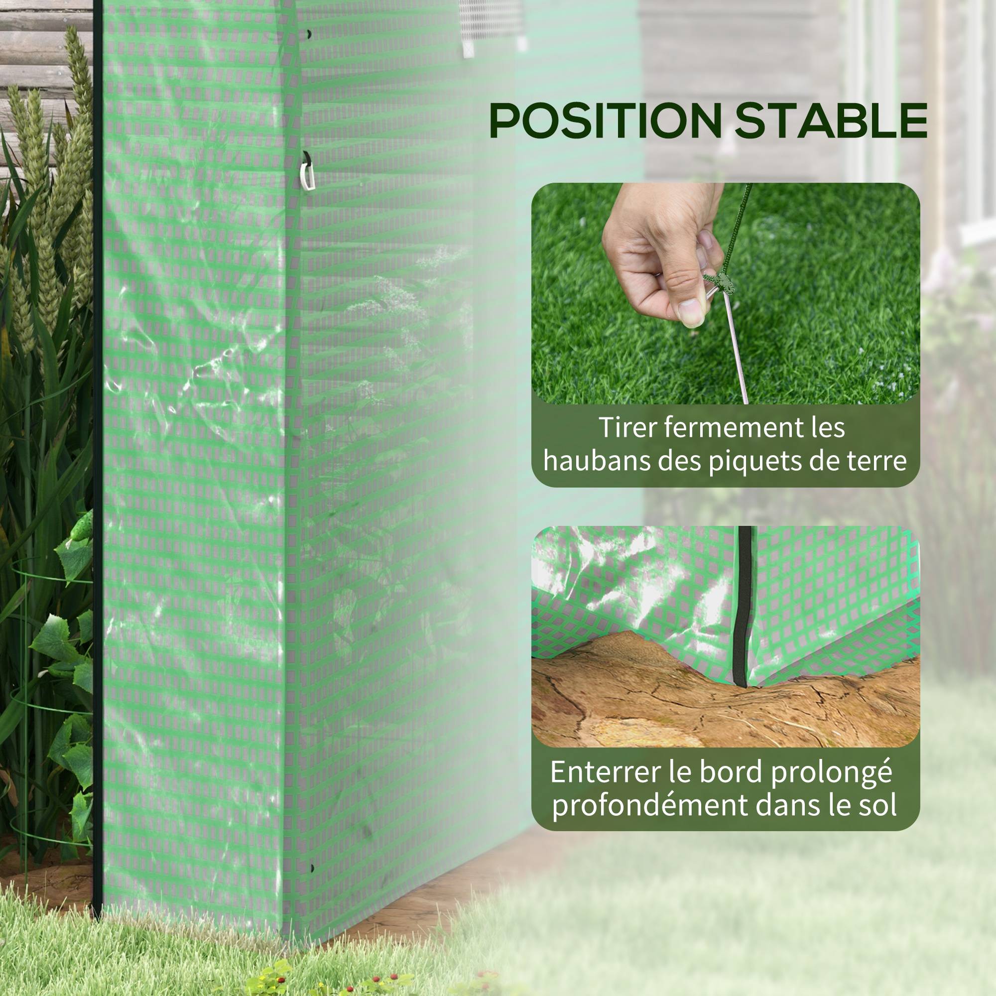 Serre tunnel 3,24m² PE jardins protection semis 2 portes 180x180x200cm Vert - ComfortXL Outdoor Living - Image 9