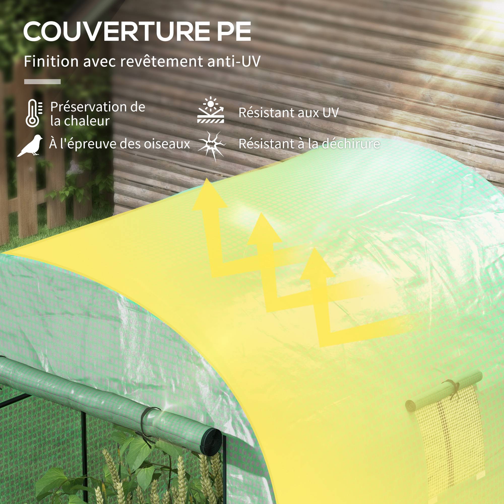 Serre tunnel 3,24m² PE jardins protection semis 2 portes 180x180x200cm Vert - ComfortXL Outdoor Living - Image 6