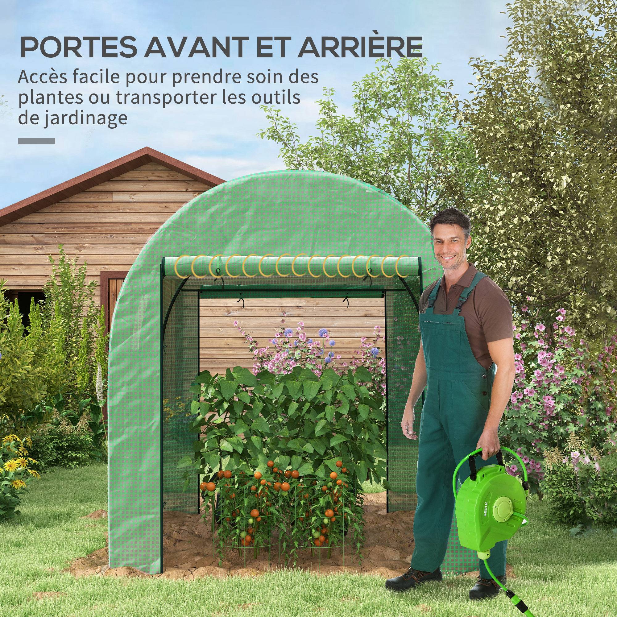 Serre tunnel 3,24m² PE jardins protection semis 2 portes 180x180x200cm Vert - ComfortXL Outdoor Living - Image 7