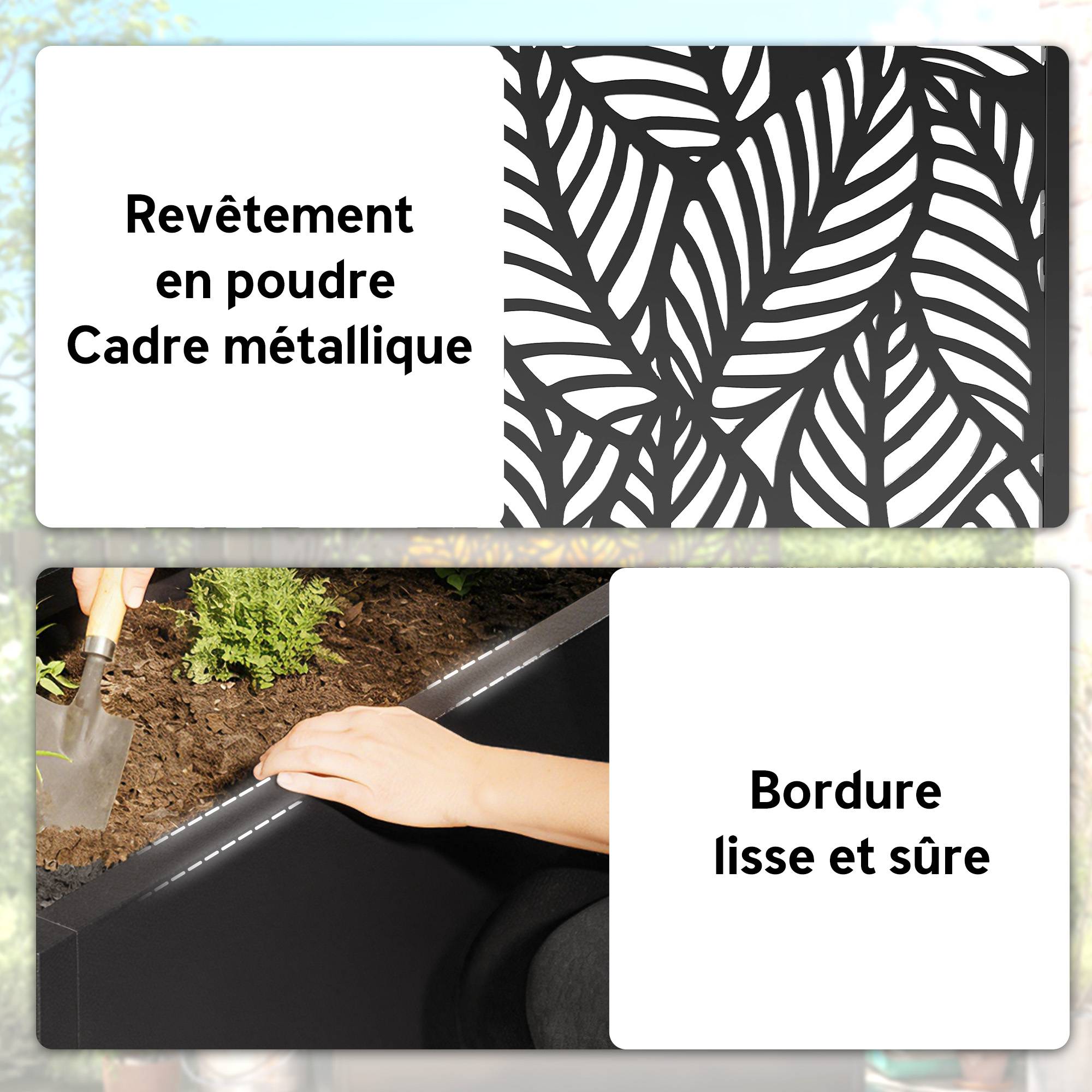Jardinière avec treillis, bac à fleurs, avec brise-vue, pour plantes grimpantes, métal, 45 x 21,5 x 110 cm, noir - Image 8