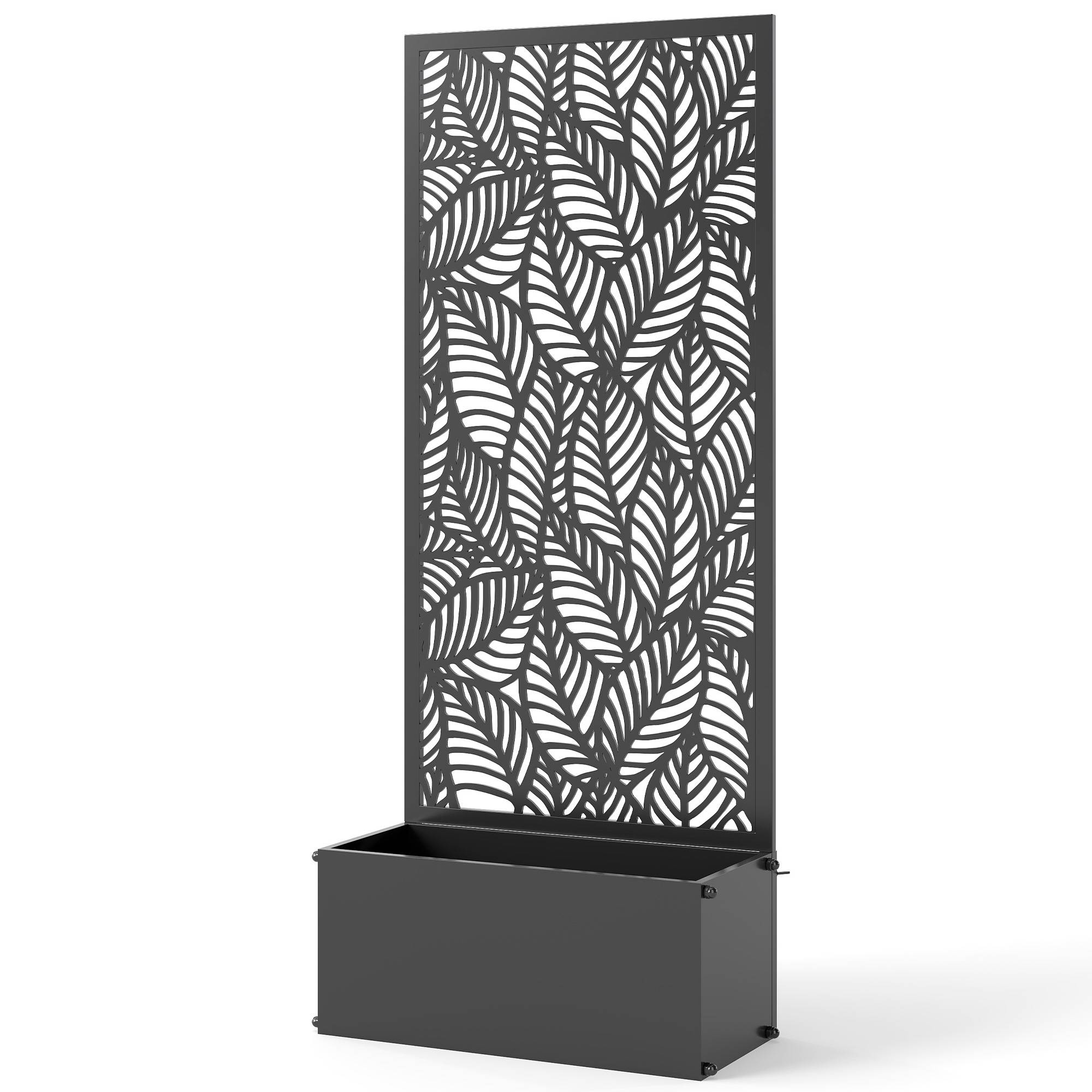 Jardinière avec treillis, bac à fleurs, avec brise-vue, pour plantes grimpantes, métal, 45 x 21,5 x 110 cm, noir - Image 2