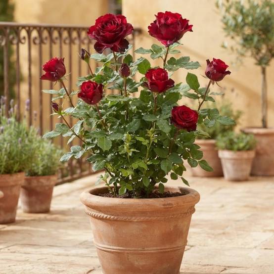 Rosier à grandes fleurs Hommage à Barbara® 'Delchifrou' à fleurs Rouge/ - feuillage Caduc - Pot de 10 L - 1/2 tige - Image 3