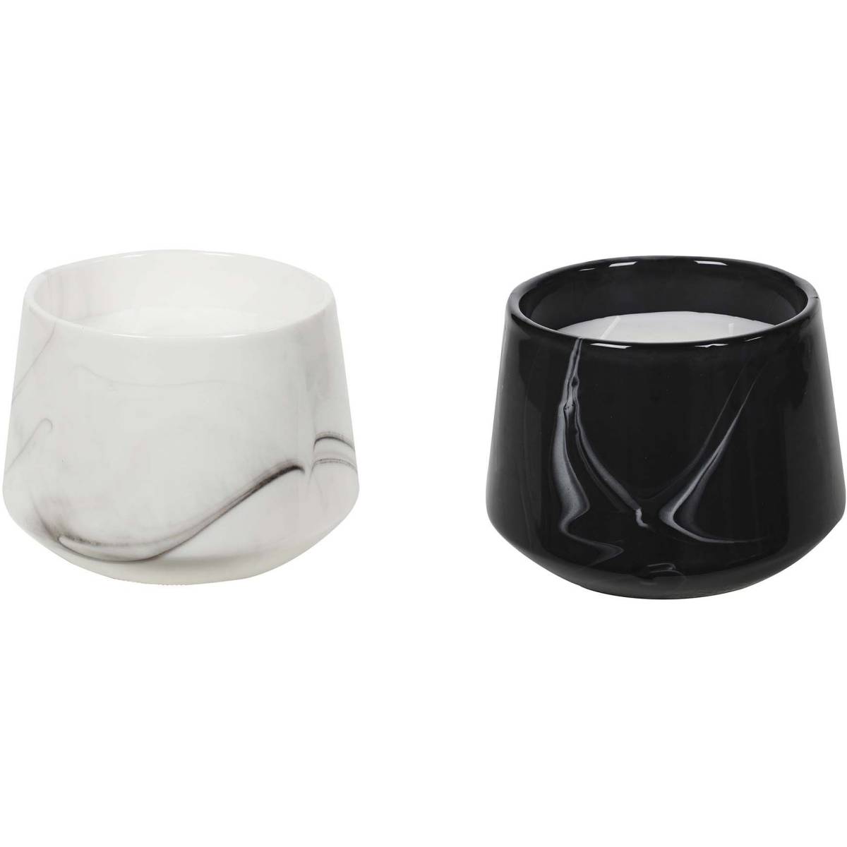 The Home Deco Factory - Bougie parfumée pot en dolomite effet marbre (Lot de 2) 10,5 x 13,5 cm - Image 1