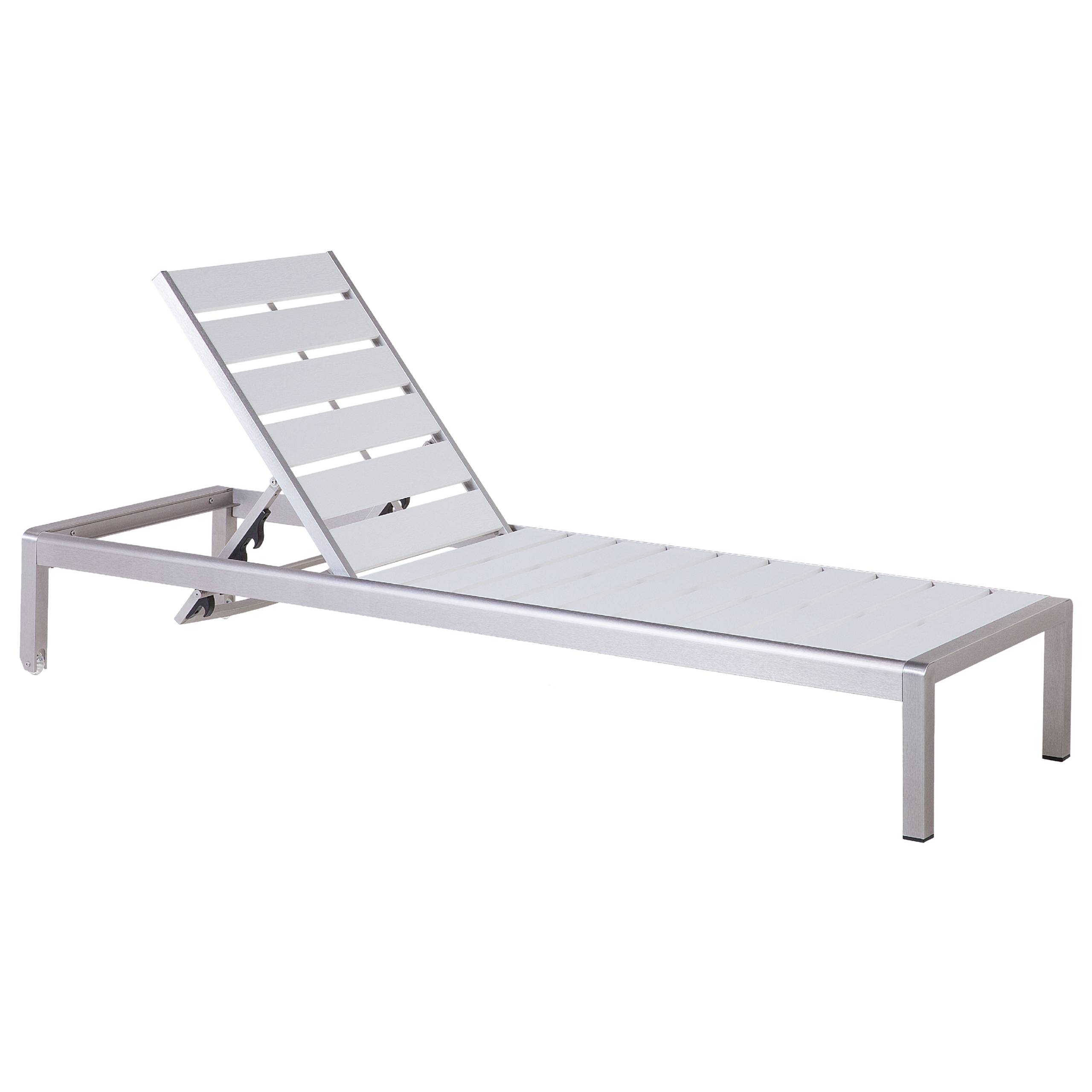 Beliani - Chaise Longue Effet Bois Blanc en Aluminium Transat Inclinable Solide et Résistant pour Jardin ou Terrasse Moderne - Image 1