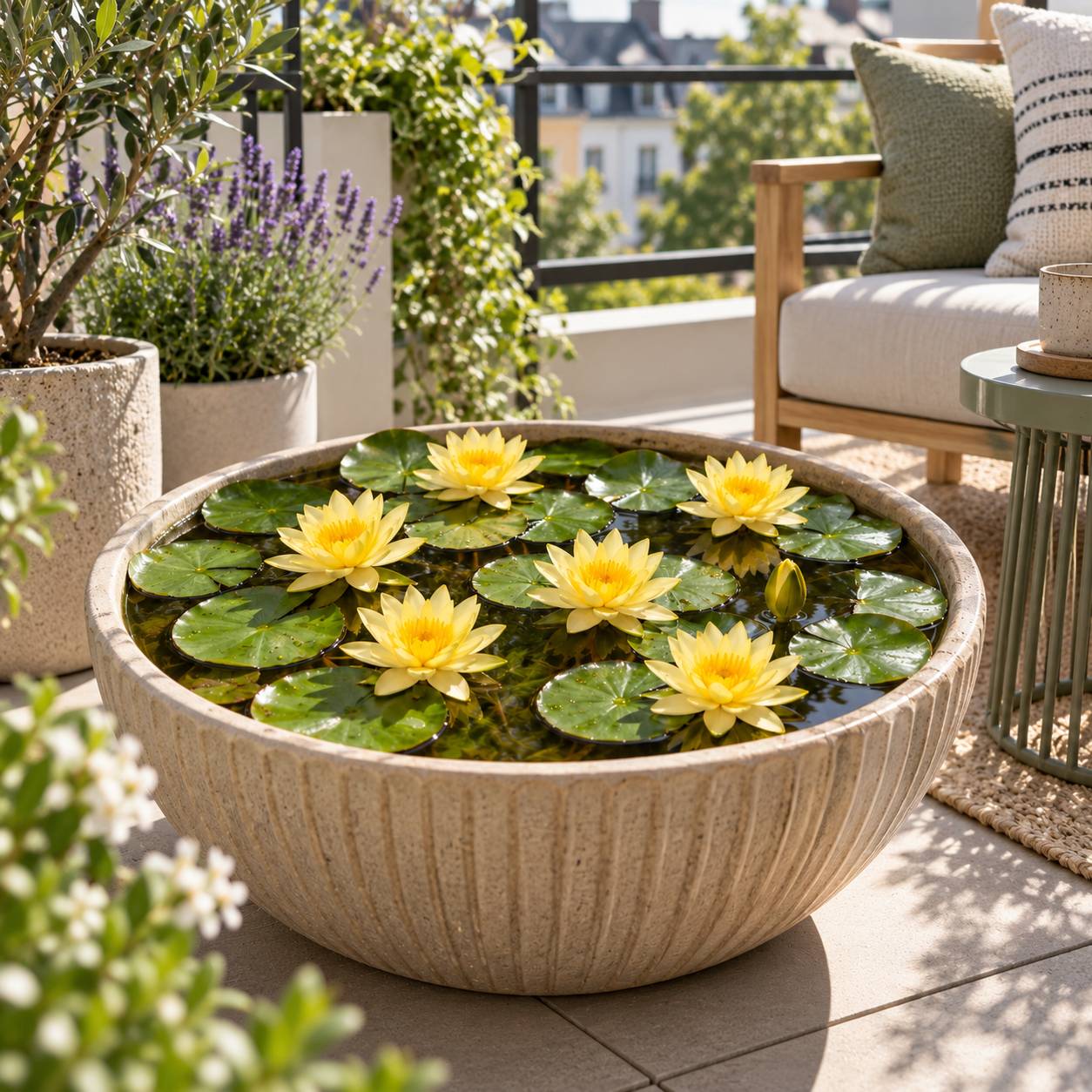 Nénuphar nain jaune - Plante de bassin - Incl. panier, substrat, argile, gravier - Image 4