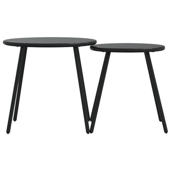 2 pcs Tables basses de jardin | Table d'extérieur rondes noir acier enduit de poudre - Image 4
