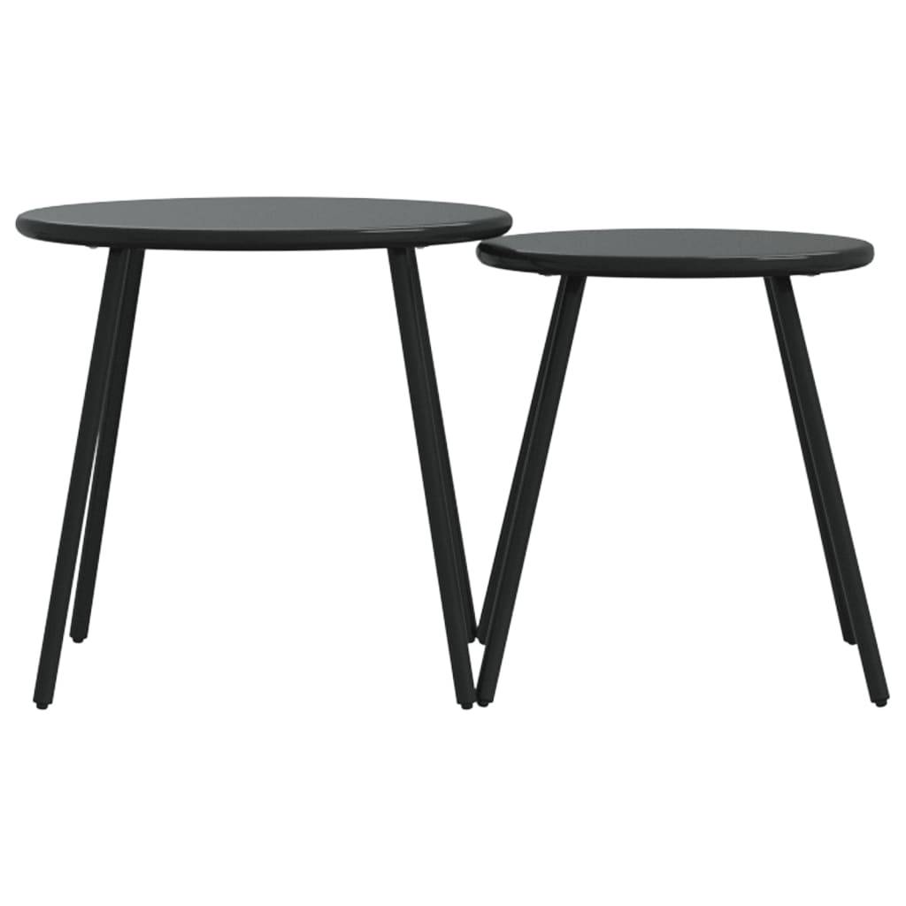 2 pcs Tables basses de jardin | Table d'extérieur rondes noir acier enduit de poudre - Image 4