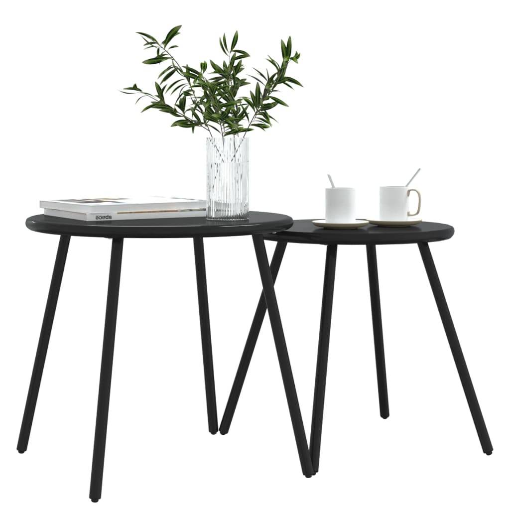2 pcs Tables basses de jardin | Table d'extérieur rondes noir acier enduit de poudre - Image 3