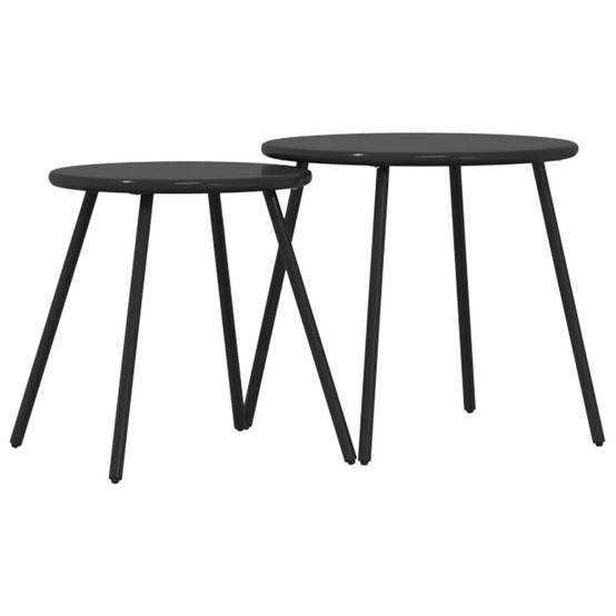 2 pcs Tables basses de jardin | Table d'extérieur rondes noir acier enduit de poudre - Image 6